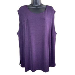 Modern Woman Top Womens Plus Size 26/28 3X Sleeveless Knit Stretch Solid Purple